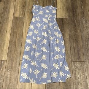 Abercrombie and Fitch Camille Midi Dress in Blue Floral XS Petite